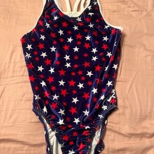 Navy Star Print One-Piece Swimsuit - Red & White Stars
